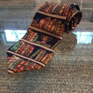 Library Book Ex Libris Novelty Necktie Neck Tie by Alynn 100% Silk